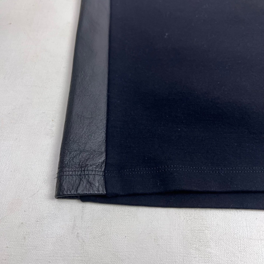 Eileen Fisher Black Pencil Skirt Faux‎ Leather Trim Career Medium M - Picture 8 of 11